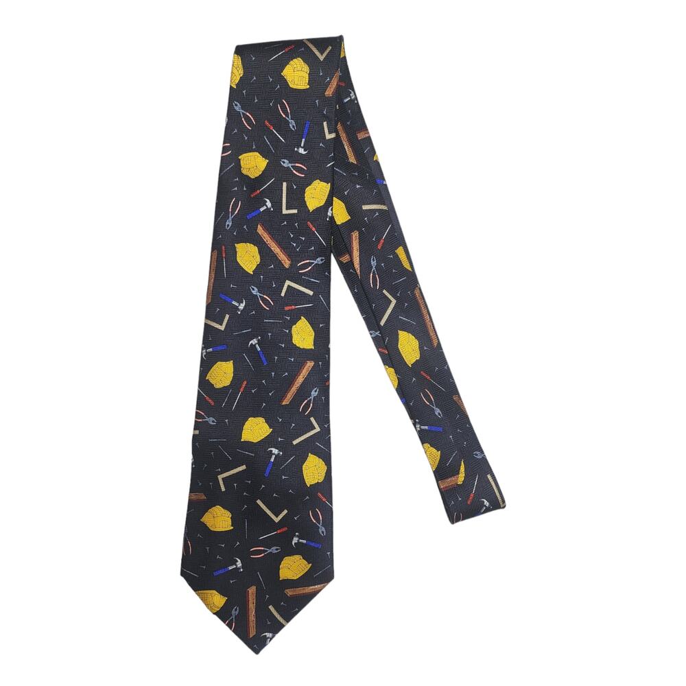 Puritan Men's Silk Tie Construction Work Handyman Dad Tools Necktie